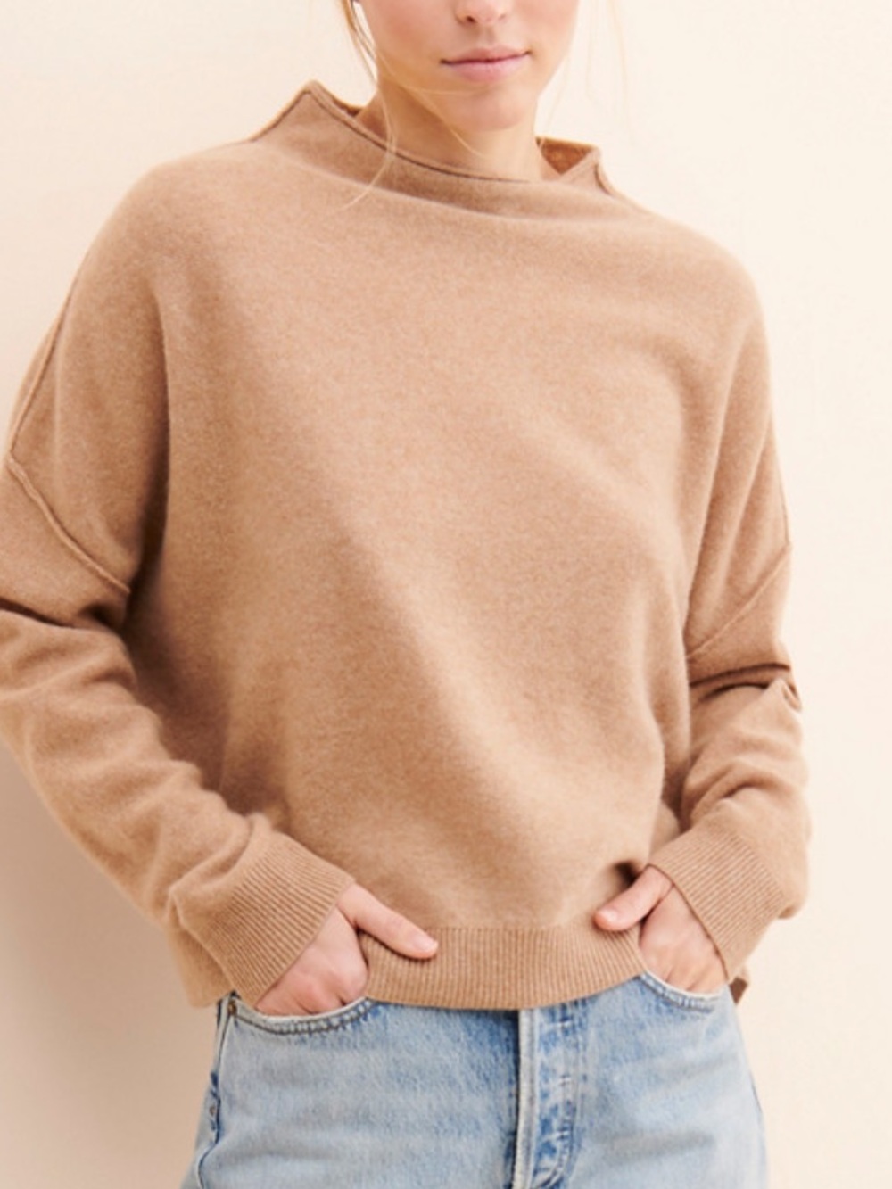 PILCRO - Alani mock neck women’s pullover sweater Sweater in Camel Brown
